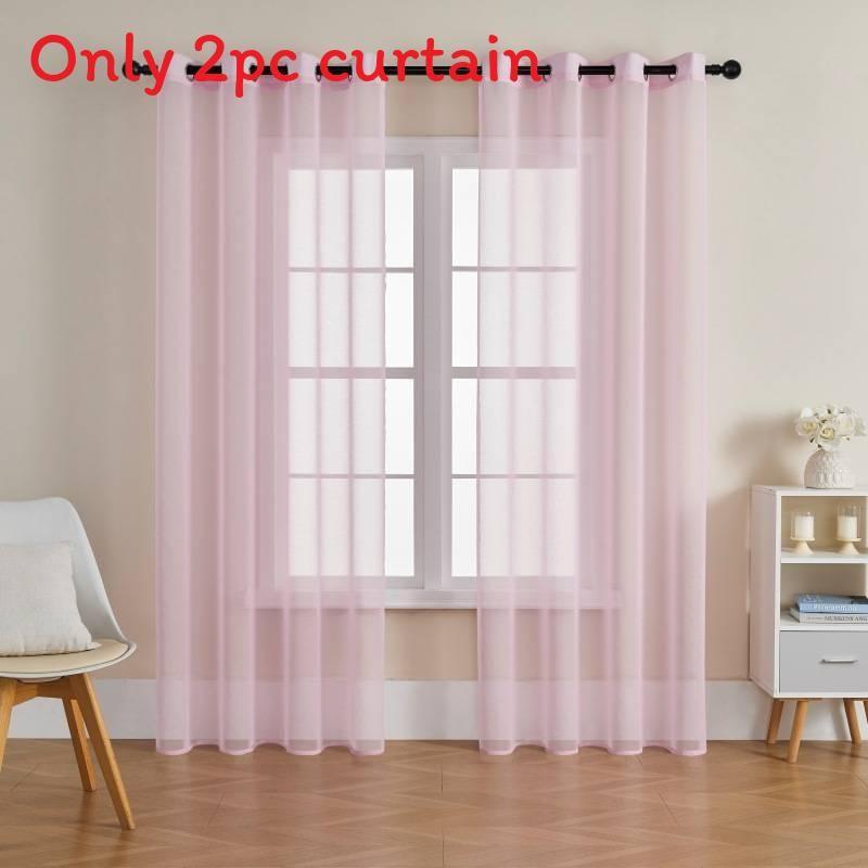 Color Modern Solid Light Transmission Curtain Bedroom Living Room Sheer Semi