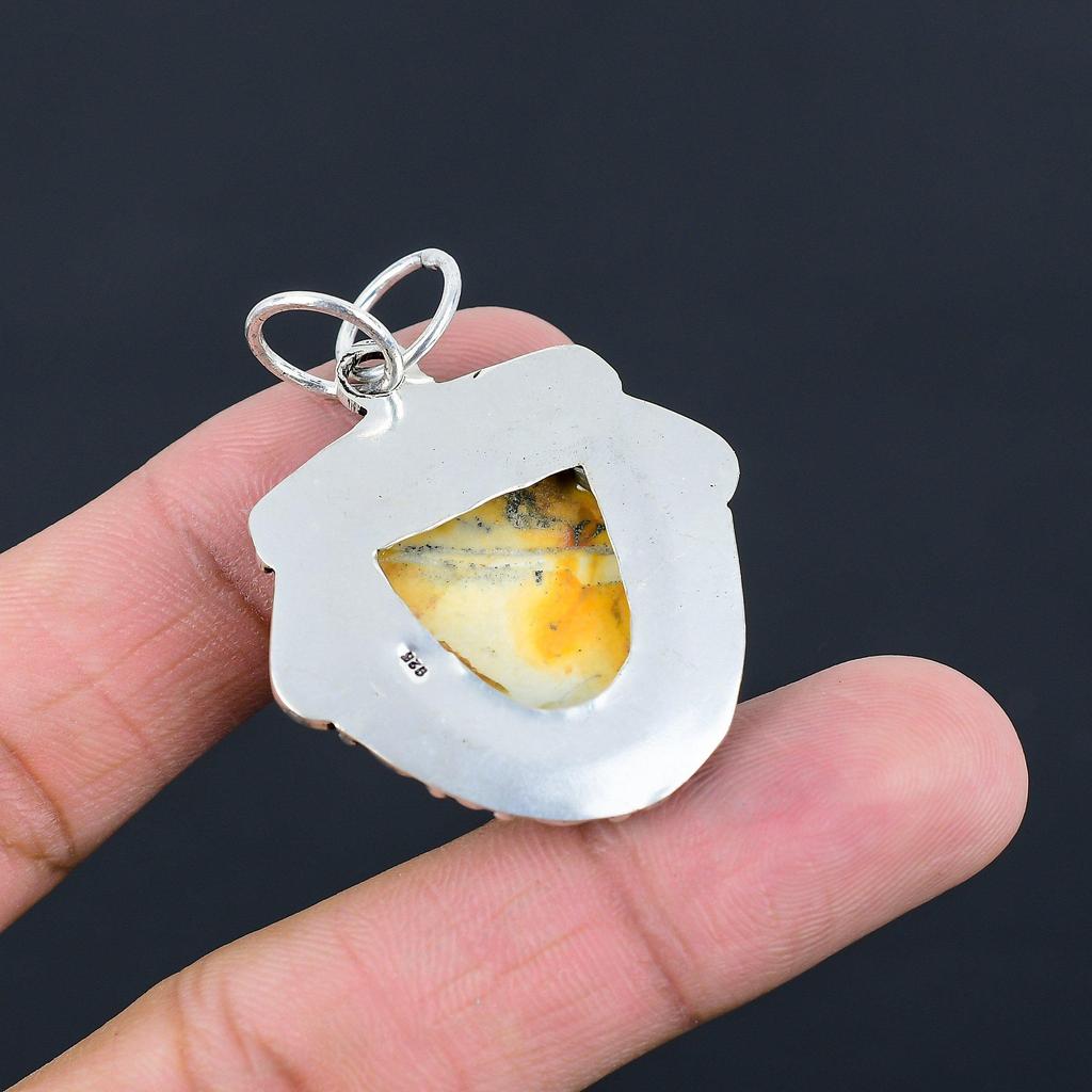 Natürlicher Maligano Jaspis Edelstein Anhänger 925 Sterling Silber Schmuck für Frauen