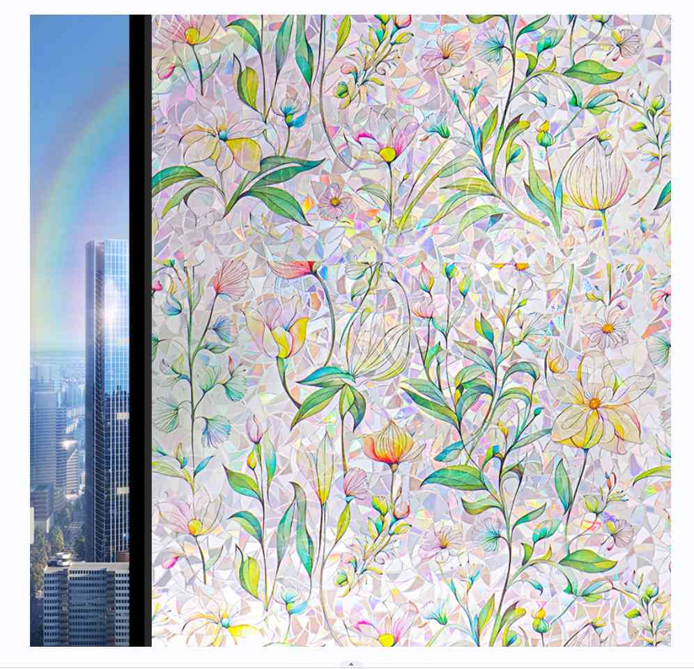 Window Stickers Vibrant Floral and Leaf Pattern Window Decals