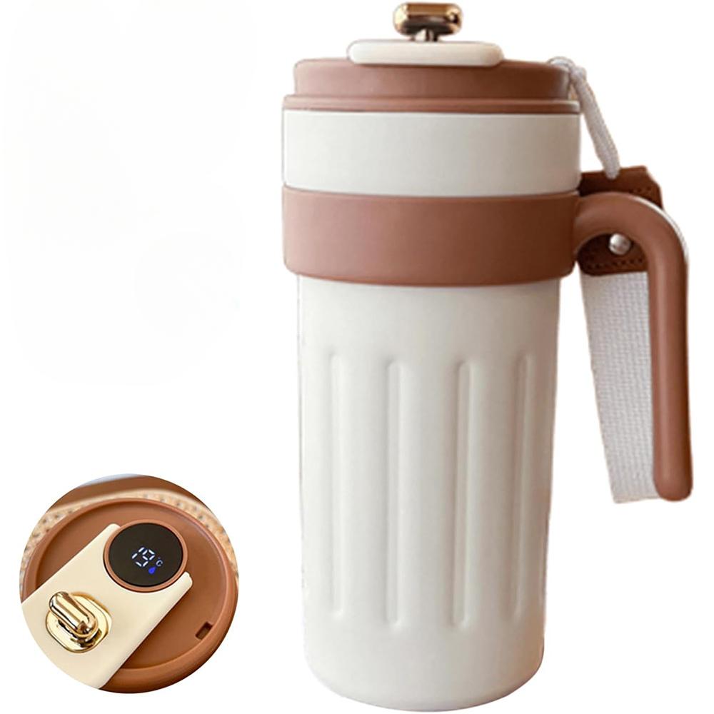 Kaffeetasse mit Temperaturanzeige, LED-Temperaturanzeige Kaffeetasse Edelstahl Thermoskanne, Intelligente Kaffeetasse mit Deckel