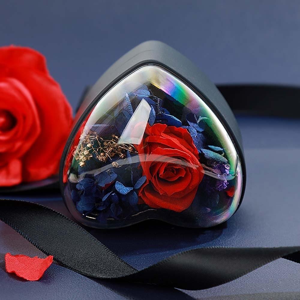 Verbundpapier-Ring-Display-Etui Rosen-Schmuck-Organizer Luxuriöse Herz-Ring-Box Herren