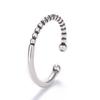 Retro Thai Silver Twisted Bead Clasp Open Ring - Korean Style Creative Jewelry