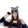 Fashion Cat Ears Knitted Pullover Hat Ladies Autumn and Winter Glasses Wind-proof Cold Fleece Warm Ear Cap