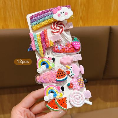 12 Regenbogen-Frucht-Haarspangen Niedliche BB-Haarspangen Kopfschmuck-Clips Geeignet für den täglichen Gebrauch Kopfschmuck