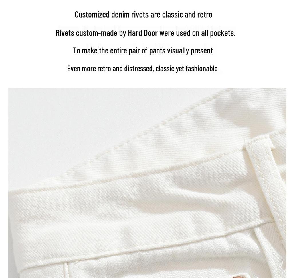 Women's High-Waisted Wide-Leg White Jeans, Floor-Length, Spring New Arrival, Versatile Slimming Straight Pants