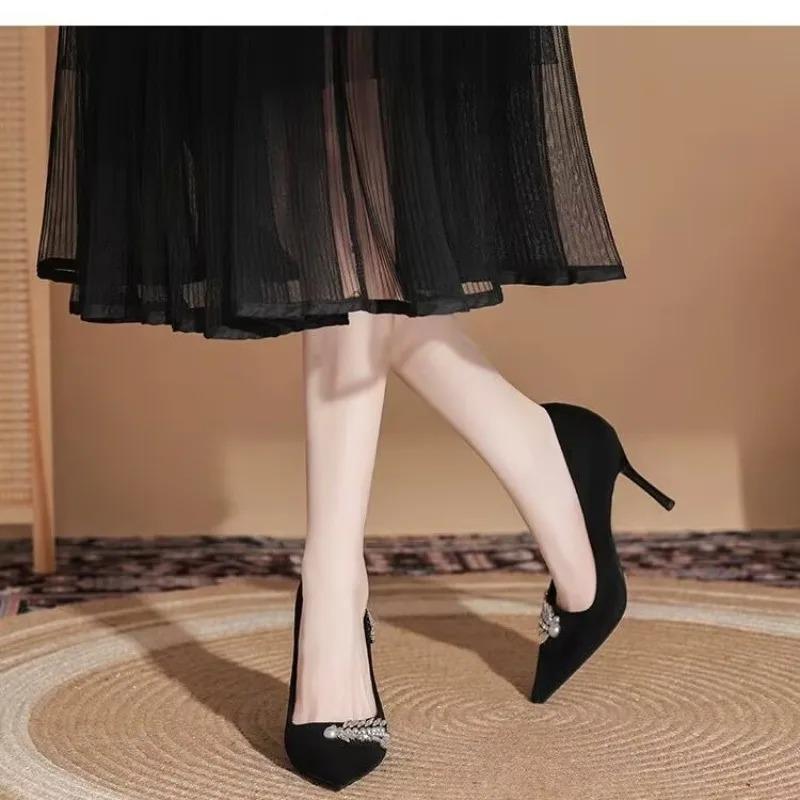2025 New Spring Beautiful Elegant High Heels with Diamond Women's Versatile Stiletto Fashion Single Shoes