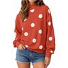 Women S Loose Half High Neck Long Sleeve Polka Dot Pullover Sweatshirt