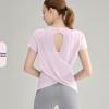 Women's Bamboo Yarn Hollowed Back Quick-Dry Yoga T-Shirt