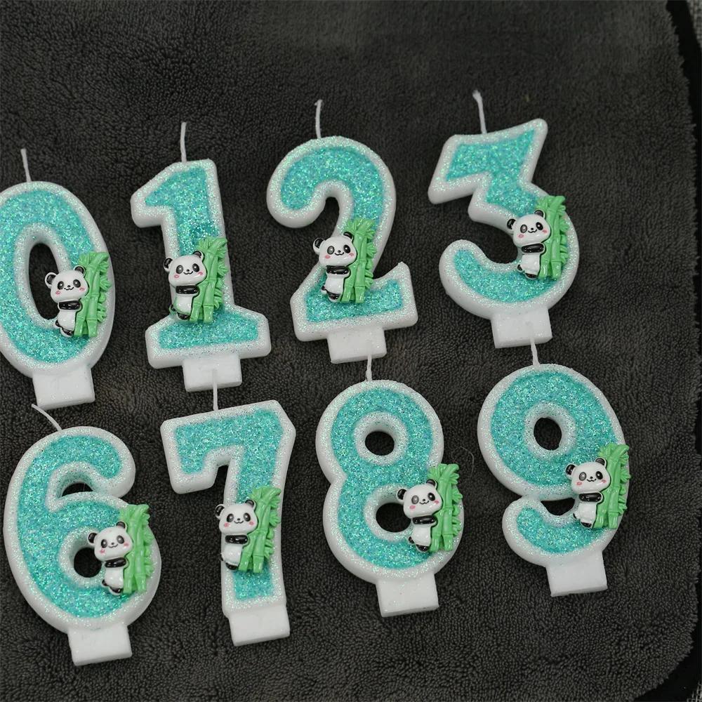 Panda Theme Birthday Candles Children's Birthday Number Candles First Birthday Girl Boy Party Cake Toppers Gift Cake Decoration