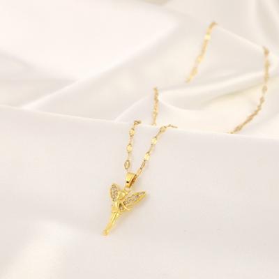 Halskette für Damen mit Blumenfee-Anhänger und Strass-Dekor, verstellbare Kette, Halskette aus Legierung im mädchenhaften Stil für den täglichen Gebrauch und als Geschenk