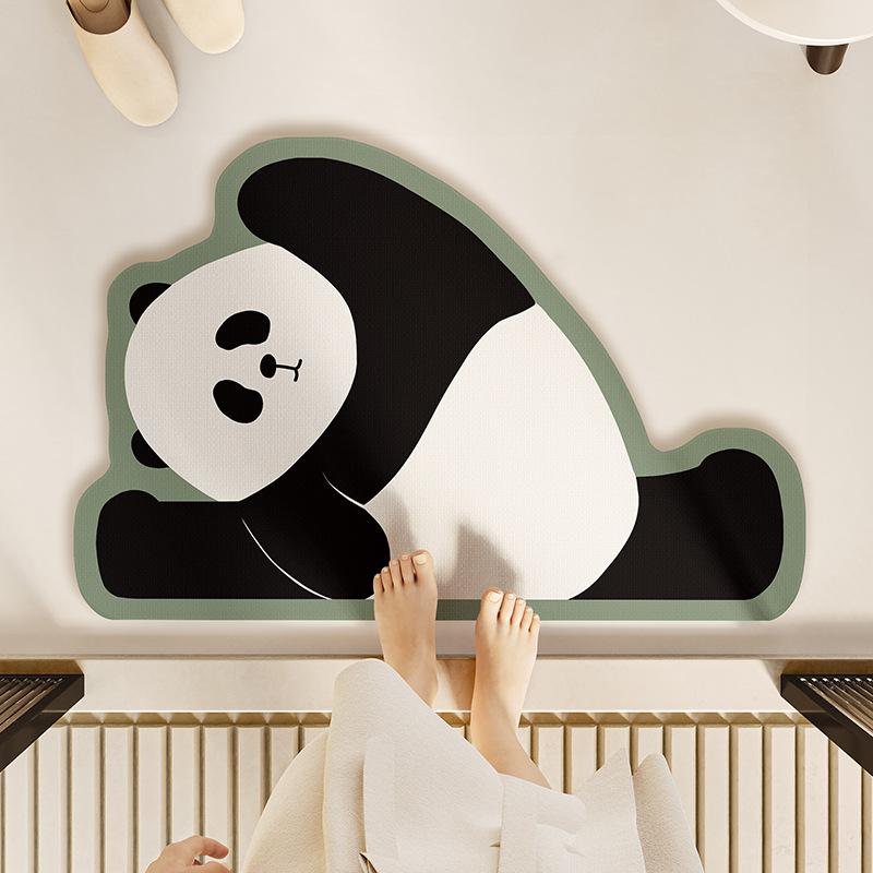 Cartoon Panda Bathroom Bathroom Absorbent Diatom Mud Floor Mat Cute Pad Anti-Slip Carpet Mat