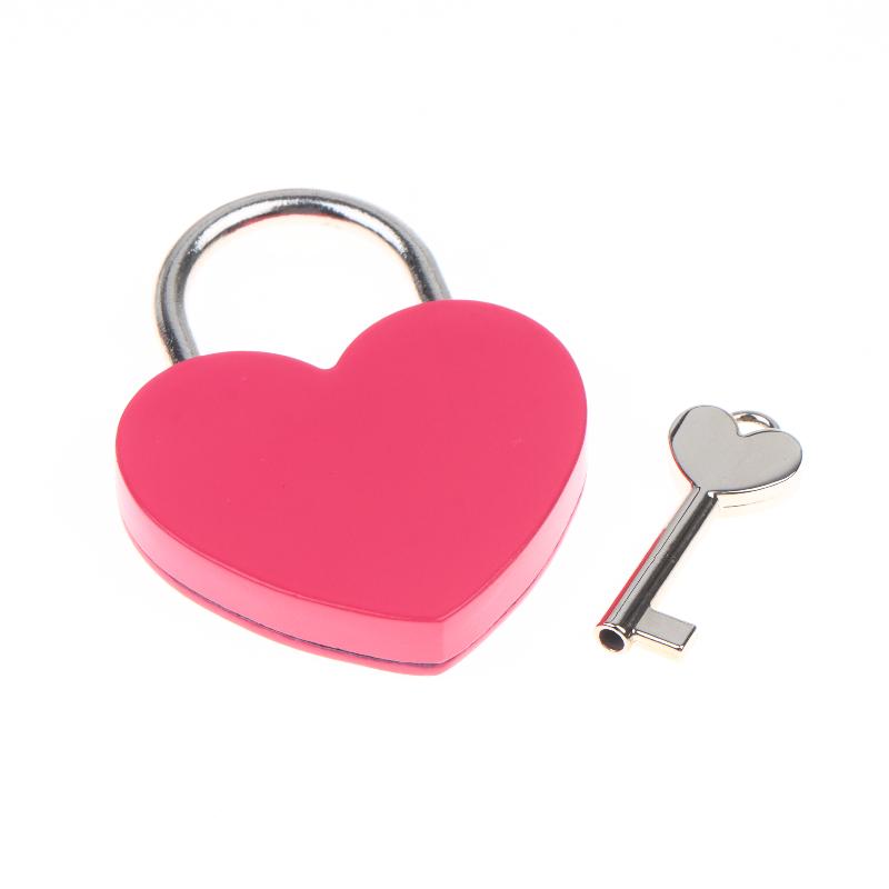45*59*8Mm Heart Shaped Padlock With Matching Keys Romantic Metal Love Locks For Travel Wedding Gift Diary Bag Luggage Decor