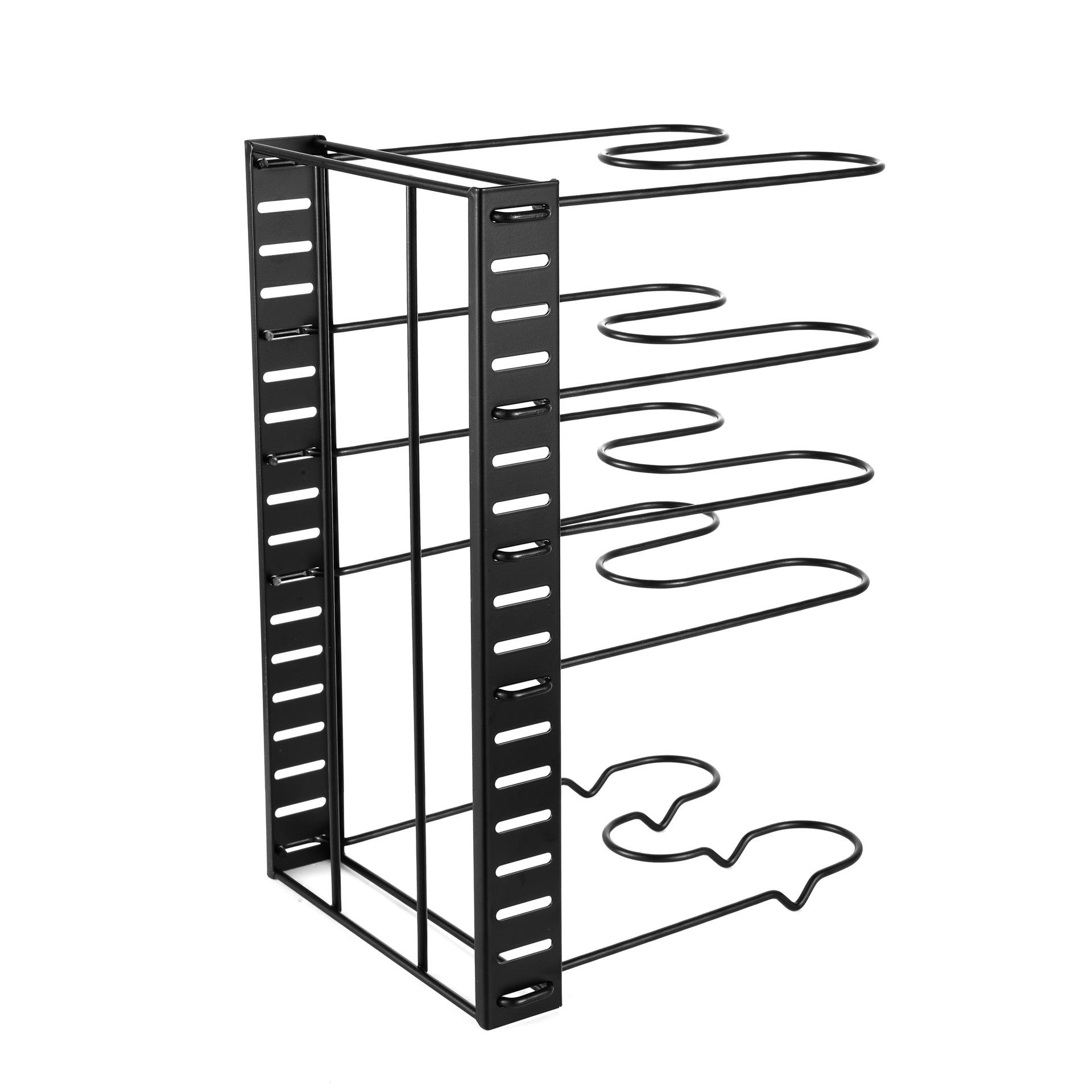

Pots and Pans Organizer Rack Multi-layer Iron Wire Bilateral Pot Cover Storage Rack Pots Lids Storage Holder Kitchen Storage 5-tier