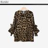 ZANZEA Women Casual Round Neck Loose 3/4 Sleeve Blouse