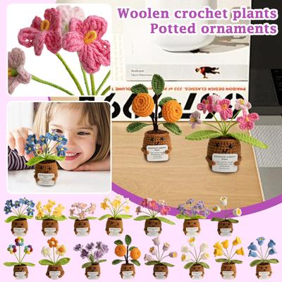 Homemade Crocheted Plant Pots Creative Knitted Pots Cute Positive Encouragement Pots