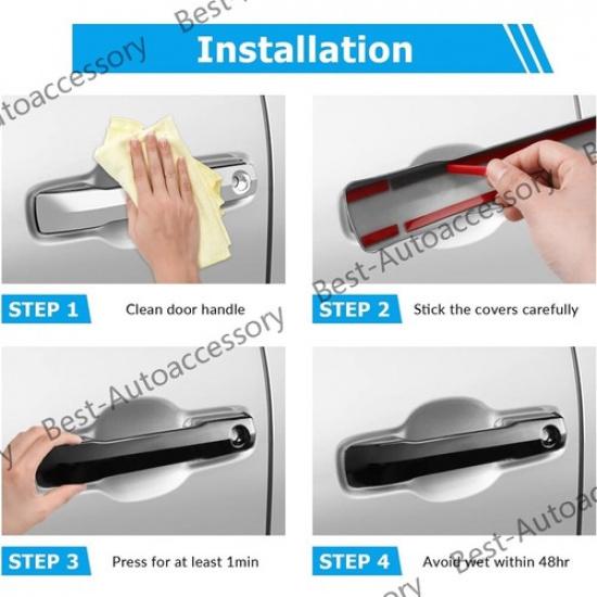 For Toyota Tundra & Tacoma & Sequoia Car Exterior Door Handles Black Trim Cover