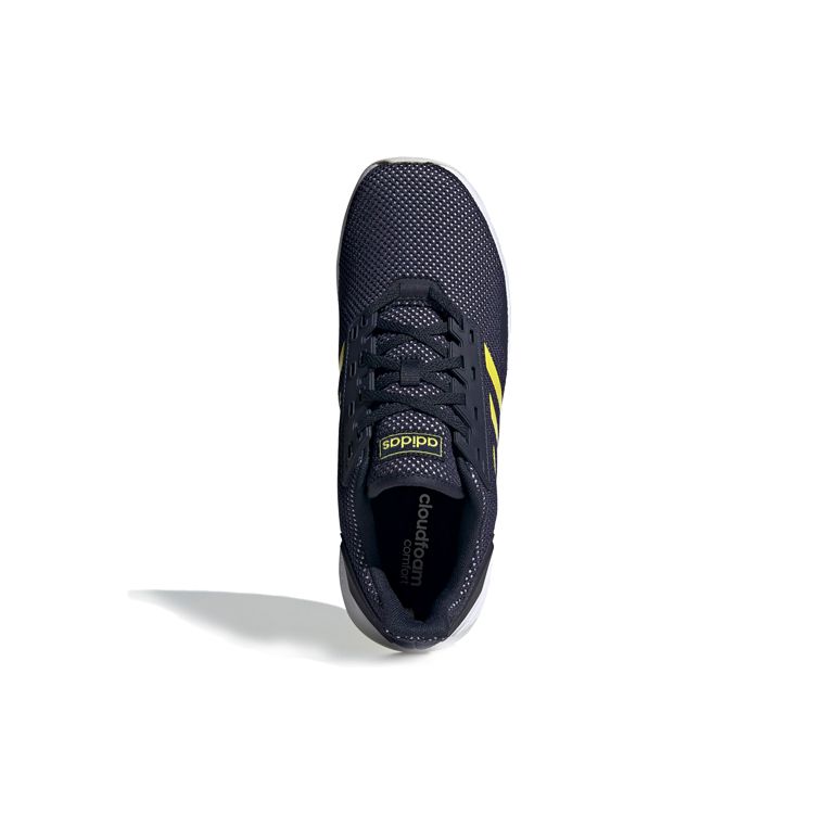 Adidas Duramo 9 Comfortable Cushioning Low-Top Casual Running Shoes Men Sneakers Navy-Blue Yellow EG3007