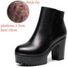 8cm 10cm Small Size 33-43 Thick Bottom Platform Shoes Ankle Boots with Fur 2025 Block High Heels Genuine Leather Boots Office