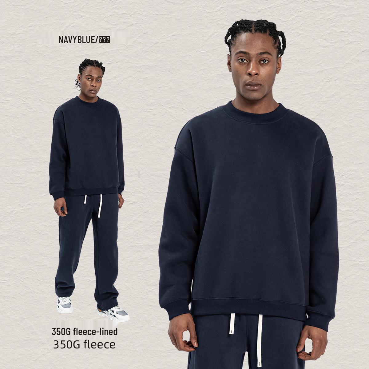 KITE 350g Plus Velvet Thick Round Neck Men s Oversize Hoodie - Autumn/Winter Fleece Trendy Brand Loose Top Medium
