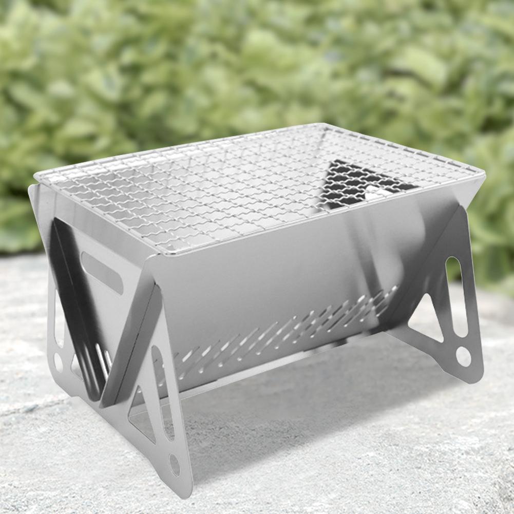 Folding Card Type Stove Portable Charcoal Oven Burning Stove Stainless Steel Detachable Multi-functional Camping BBQ Grill