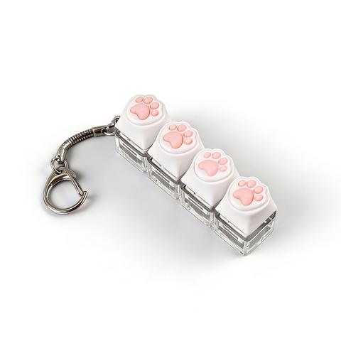 Tragbar Silikon Katzenpfote Clicker Schlüsselanhänger LED-Licht Leuchtend Fidget Spielzeug Tastaturstil Taste Stress Angst Linderung Geschenk