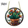Stained Glass Style Holiday Decor Christmas Hanging Pendant, Acrylic Santa Claus Plants Ornaments with Lanyard Decorative for Xmas Tree Decoration,