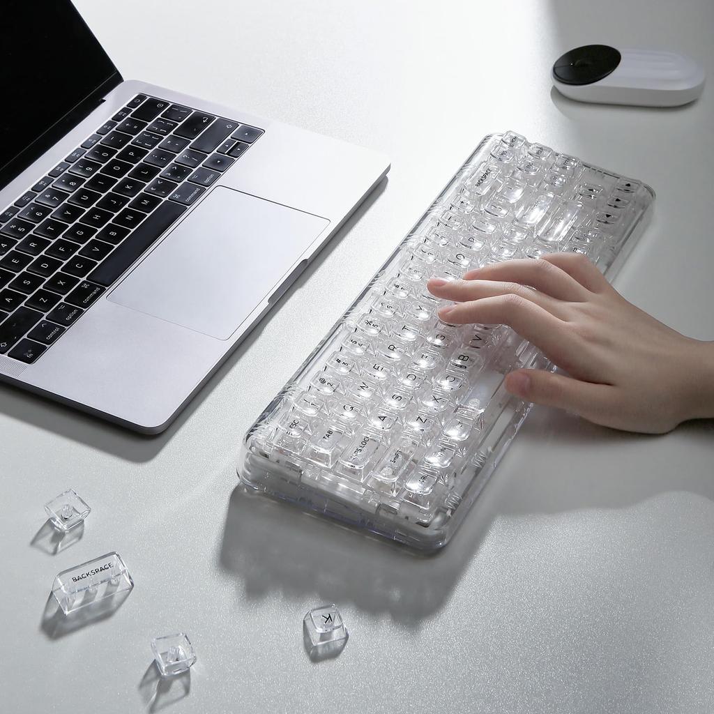 YUNZII X71 Keyboard, Crystal Ice, White, 68% Layout