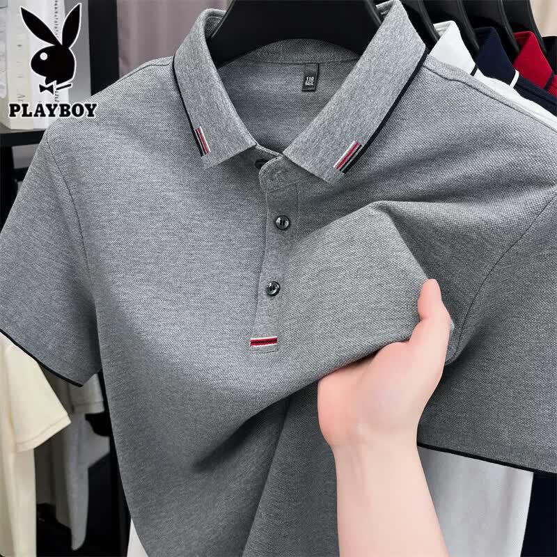 PLAYBOY Men's Pure Cotton Short Sleeve Polo Shirt