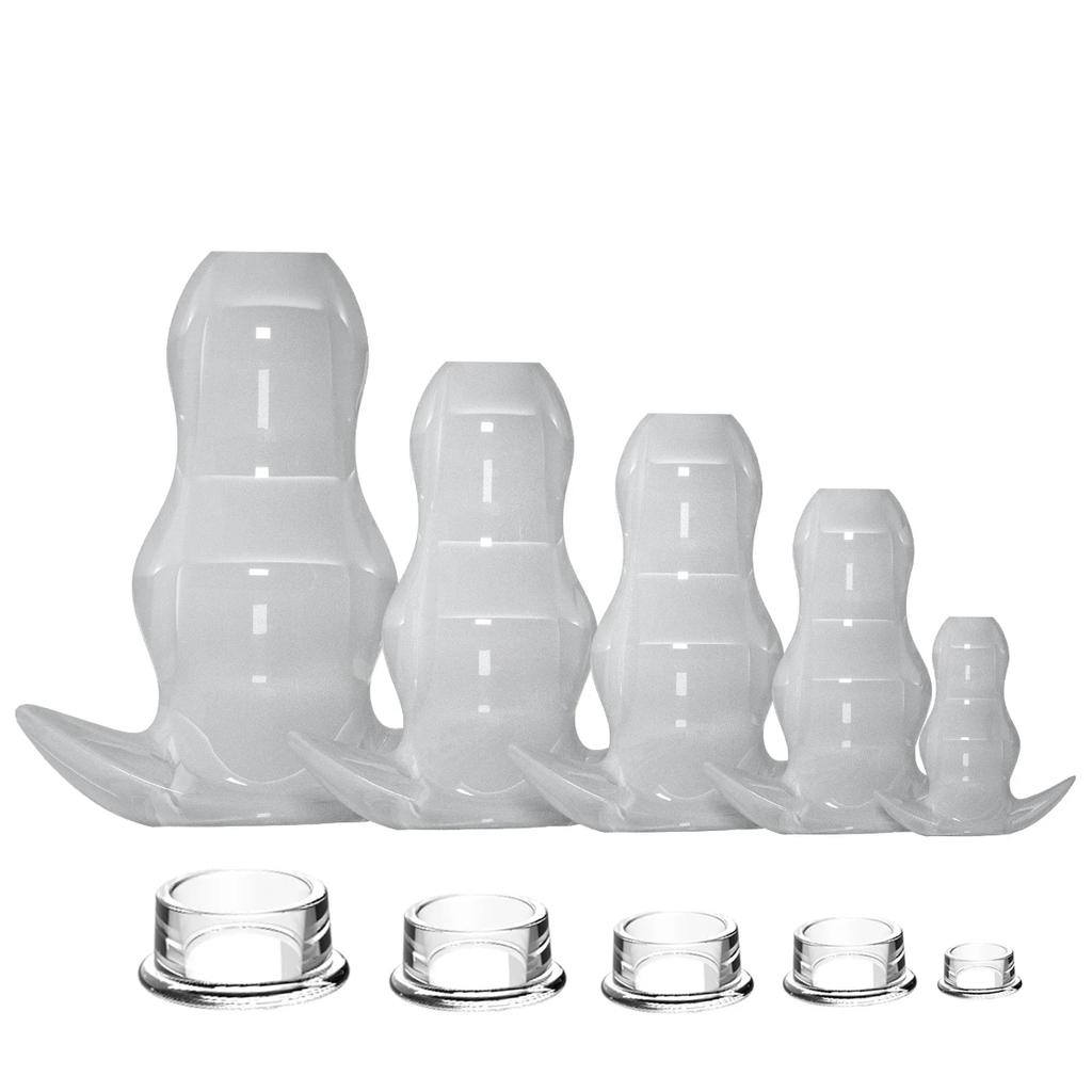 AA Transparent Hollow Anal Plug, Silicone Backyard G-spot Unisex Anal Plug Speculum Adult Sex Toys