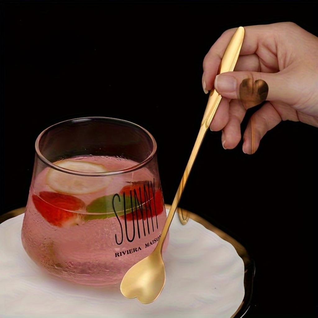 4pcs Stainless Steel Spoons Set, Love Heart Shaped Coffee Stirring Spoon, Honey Spoon, Tea Spoon, Ice Cream Spoon.