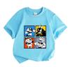 Kids Boys Girls 100% Cotton Crew Neck Short Sleeve T-shirt, Funny Cartoon Game Character Print Casual Soft Breathable Tee Top for Daily Wear