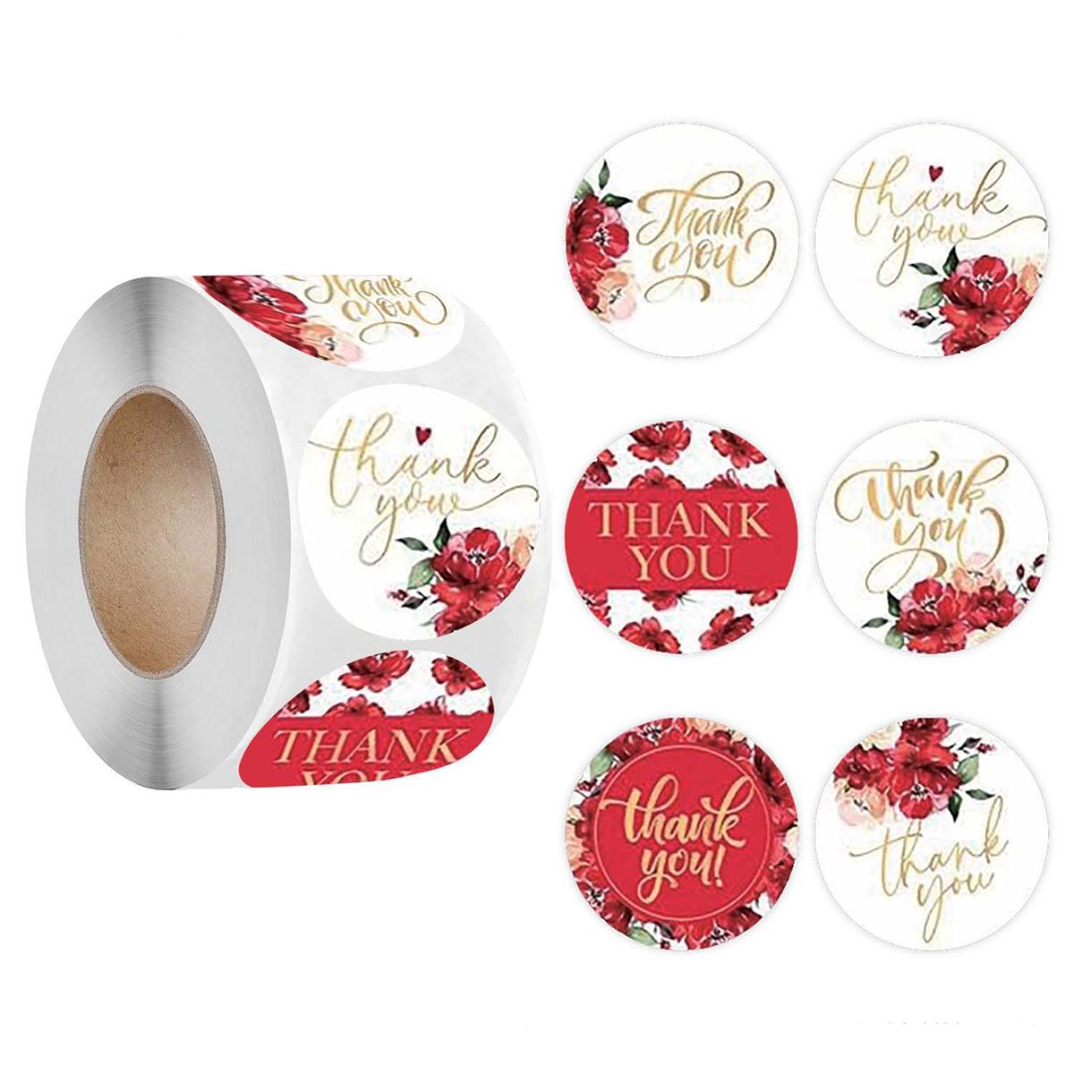 100-500Pcs High-Quality Round High-Quality Red High-Quality Thank High-Quality You High-Quality Stickers High-Quality Baking High-Quality Birthday