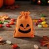 Small Toy Organizer Pouches 2 Pcs Halloween Burlap Gift Bags with Drawstring, Trick or Treat Cute Holiday Sacks Candy Pouch, Reusable Goodies Bag for