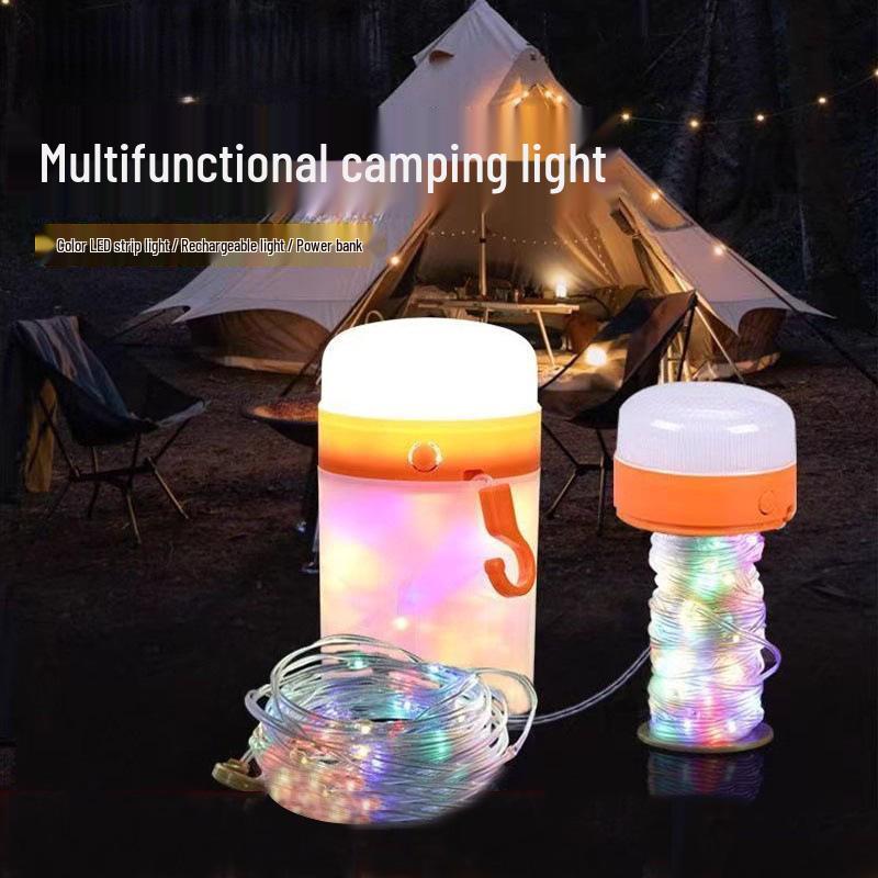 LED Camping Lantern Tent Light & Atmosphere Glow Strip with Measuring Tape Spotlight.