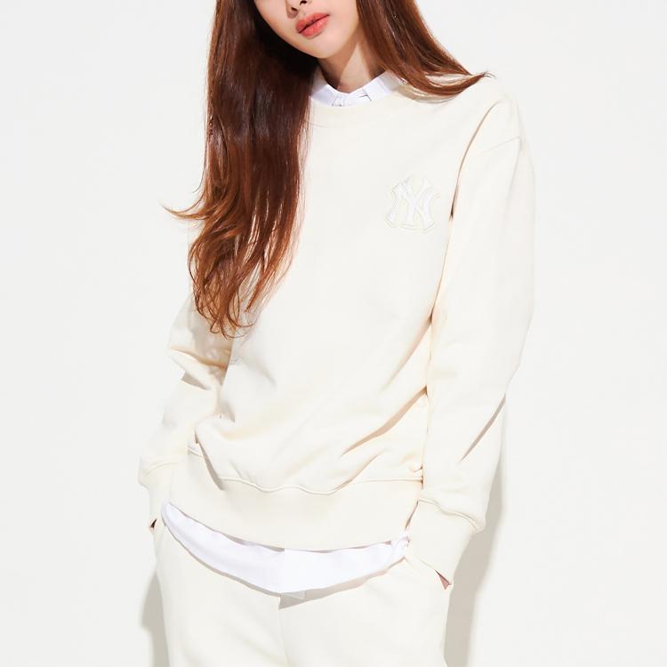 New MLB Base Logo Sweatshirts Unisex Cream 3AMTB0221-50CRS