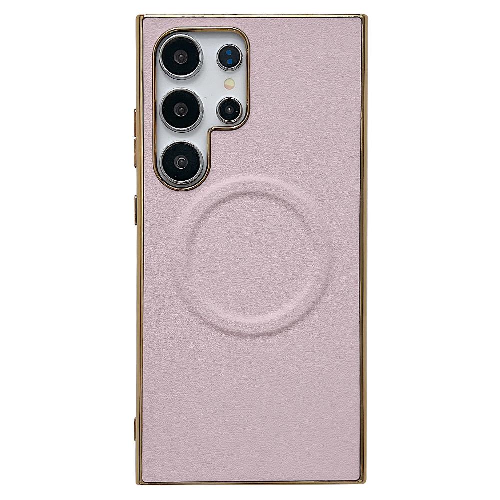 For Samsung Galaxy S25 Ultra Magnetic Case Nappa Texture PU+TPU+PC Phone Back Cover