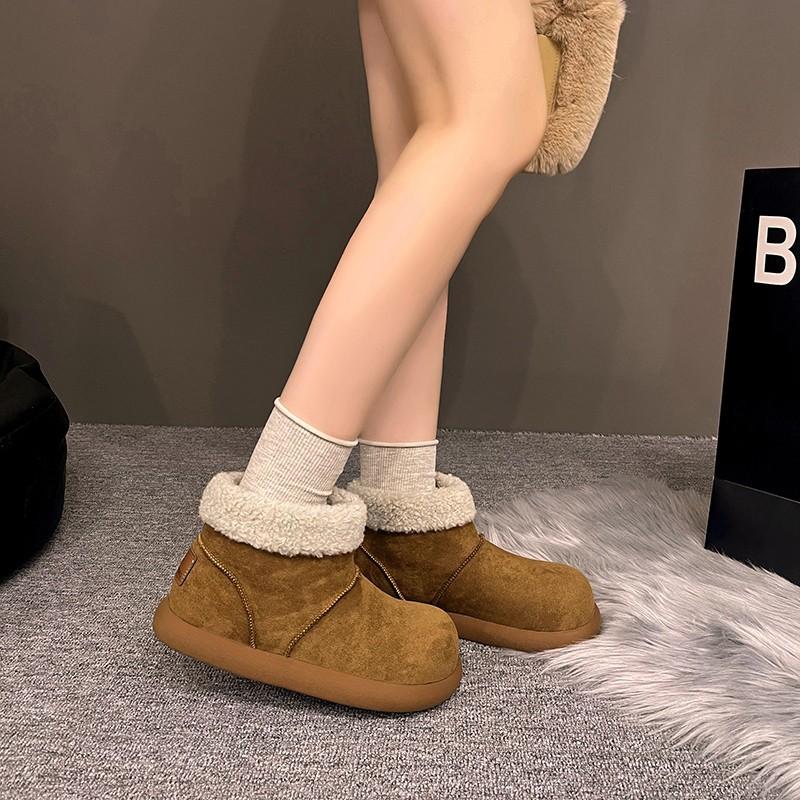 Koreanische Version Herbst und Winter neue hässlich süße Boken haarige kurze Schneestiefel Damen vielseitig warm gefütterte verdickte Baumwollschuhe