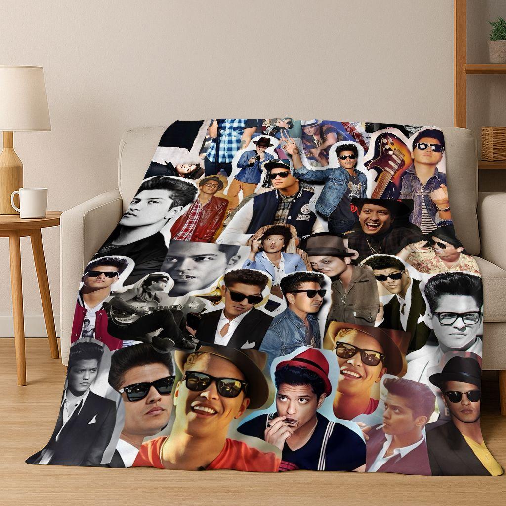 

3D Bruno Mars Superstar Art Flannel Blanket,Cozy Soft Throw Blanket for Home Bedroom Bed Sofa Picnic Office Cover Gift Kid 75x90cm