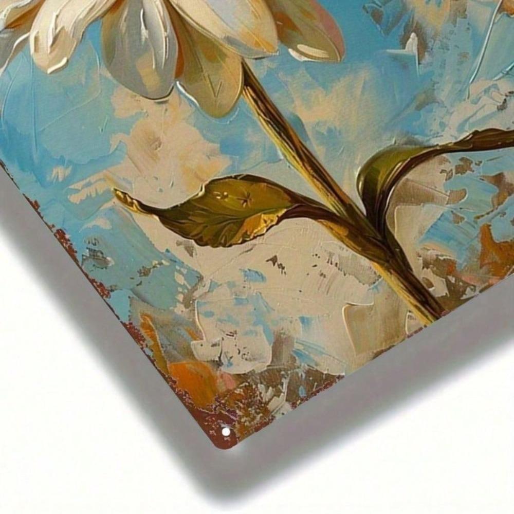 Vintage Metal Flower Sign 20x30cm Rustic Wall Decor for Garden Home