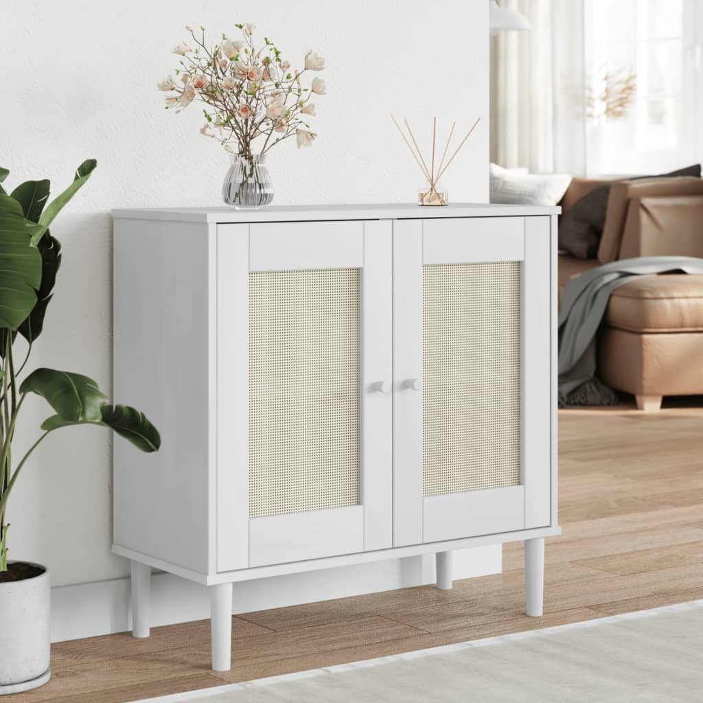 Vidaxl Senja Cabinet, Rattan Imitation, White, 80X35X80 Cm, Pine