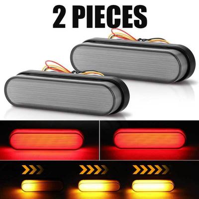 1 Pair 34led Bi-color 3 In 1 Guide Light Trailer Truck Brake Flowing Drl Light Turn Signal