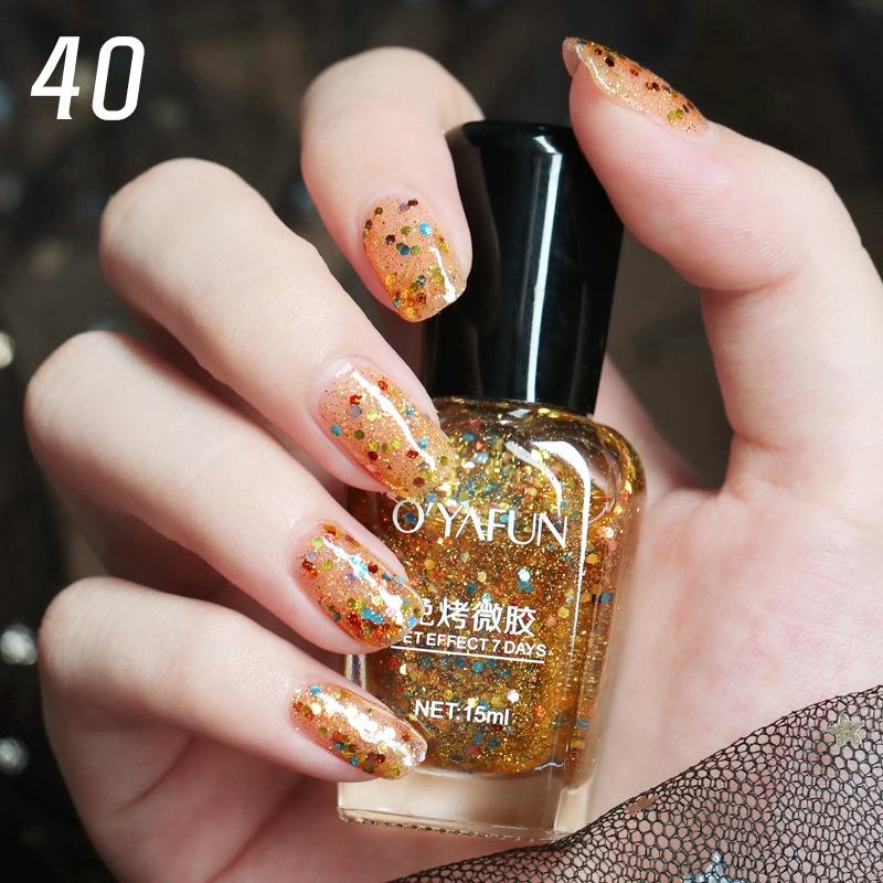 

Новый неотслаивающийся лак для ногтей, водонепроницаемый, не требующий запекания, микроклей, не выцветающий, с блестками, быстросохнущий лак для ногтей 40