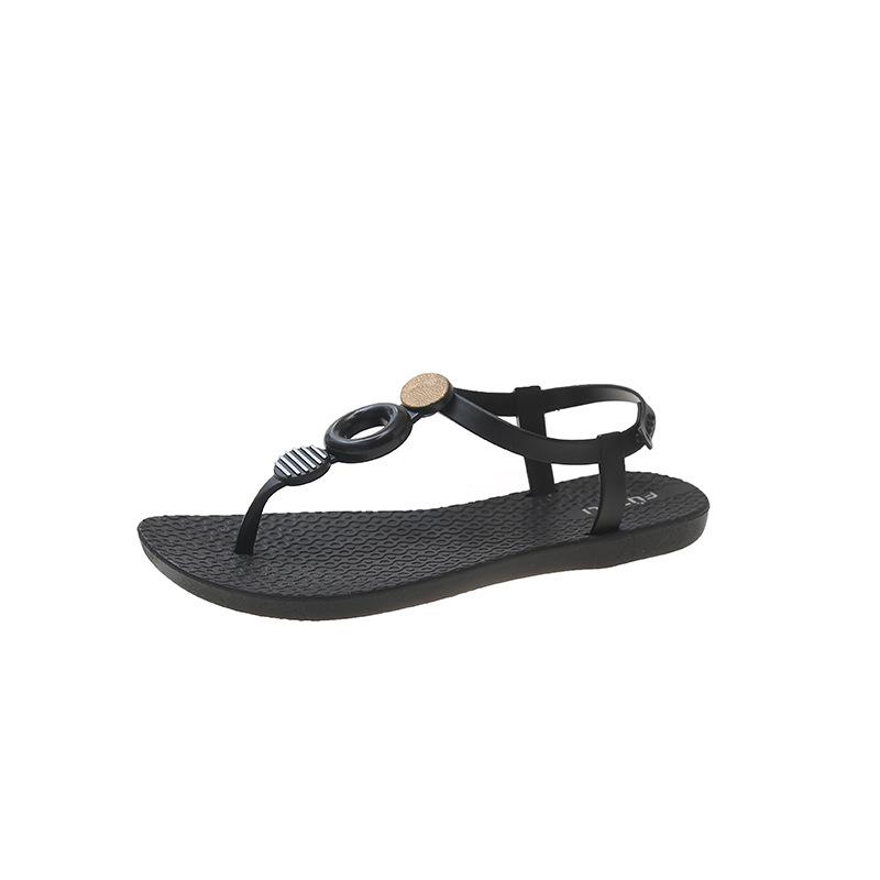 One-word sandals women's summer new fashion casual flip-flops flat-bottomed slippers open-toed beach can be worn outside