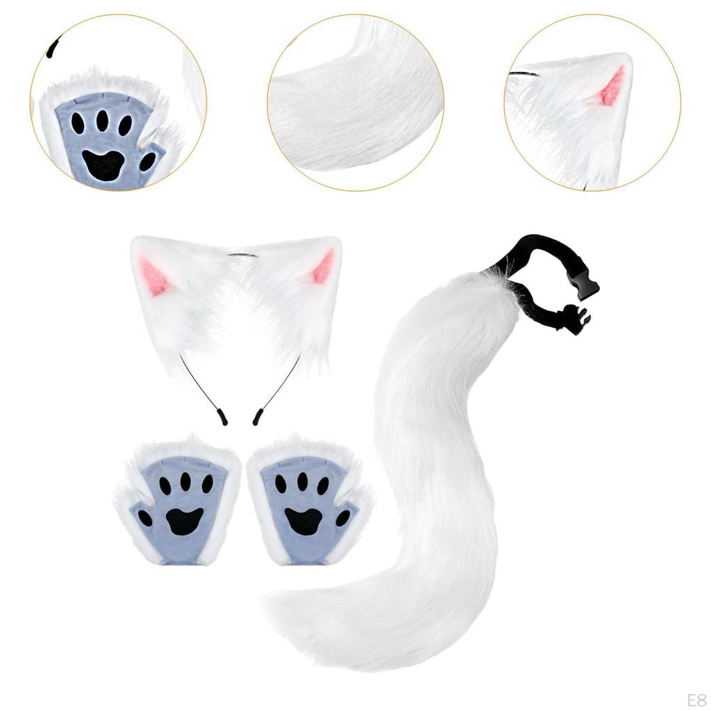 Animal Ears and Tail Set Cosplay Props Paw Gloves for Festival Stage Performance