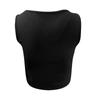 Ladies Casual Solid Color Sexy Deep V-neck Navel Bust Stitching Stretch Knit Vest