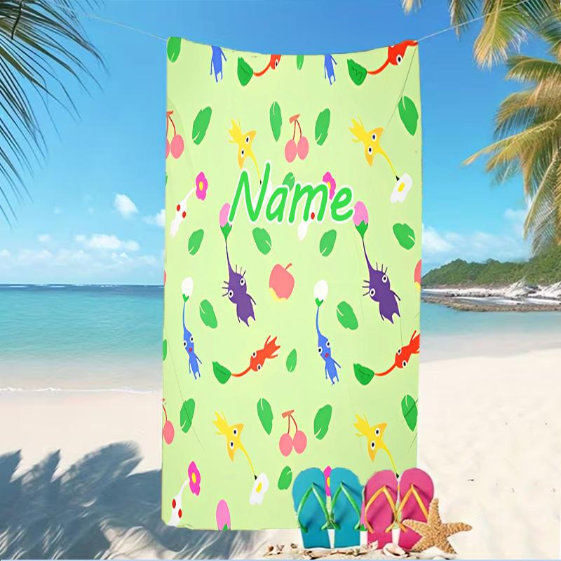 Customizable personalized beach towels Pikmin Pikmin themed designs.Suitable for the beach, yoga, sports;ideal as beach accessories