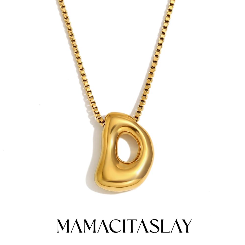 MamacitaSlay Creative 18K Gold Plated Stainless Steel Letter Pendant Necklace Party Waterproof jewelry Unisex Minimalist Gift