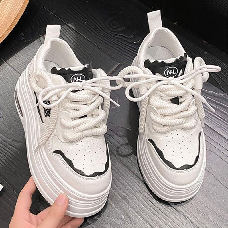 Women's autumn new casual inner height increase premium ins super pink platform muffin board shoes