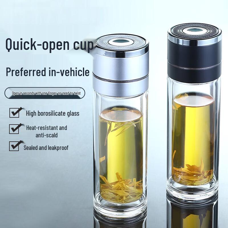 Portable Double-Layer Glass Tea Infuser Cup