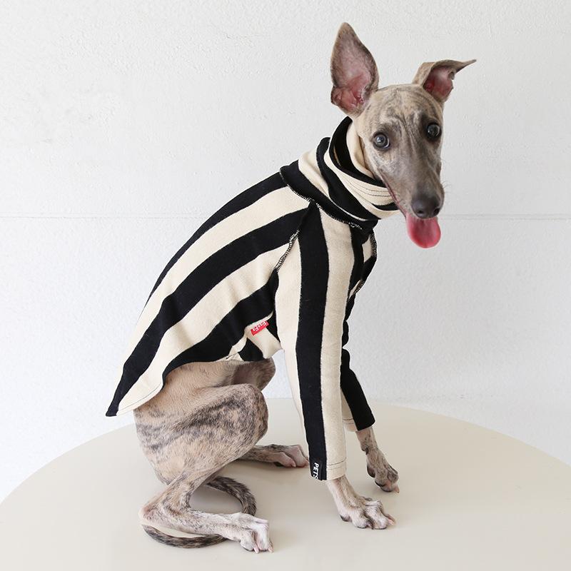 

Dog Coats Striped Warm Fleece Sweater Greyhound Autumm Pet Clothes Long Sleeve Pet Shirts for Greyhound Warm Stripe Dog Clothes XS